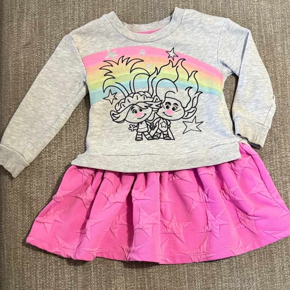Trolls Gray and Pink Casual Dress